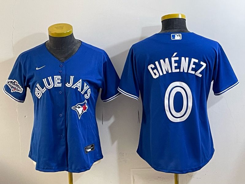 Women 2026 Toronto Blue Jays #0 Gimenez Blue Game Nike MLB Jersey style 004